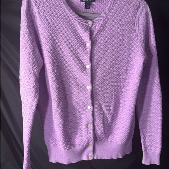 Lands End  100% Prima Cotton Lavender Button Up Cardigan Sz M 10-12 - Picture 1 of 8